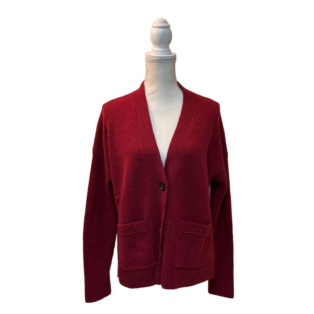 J.Crew J. Crew Black Label Cardigan Sweater Button Red Small Merino Wool Alpaca